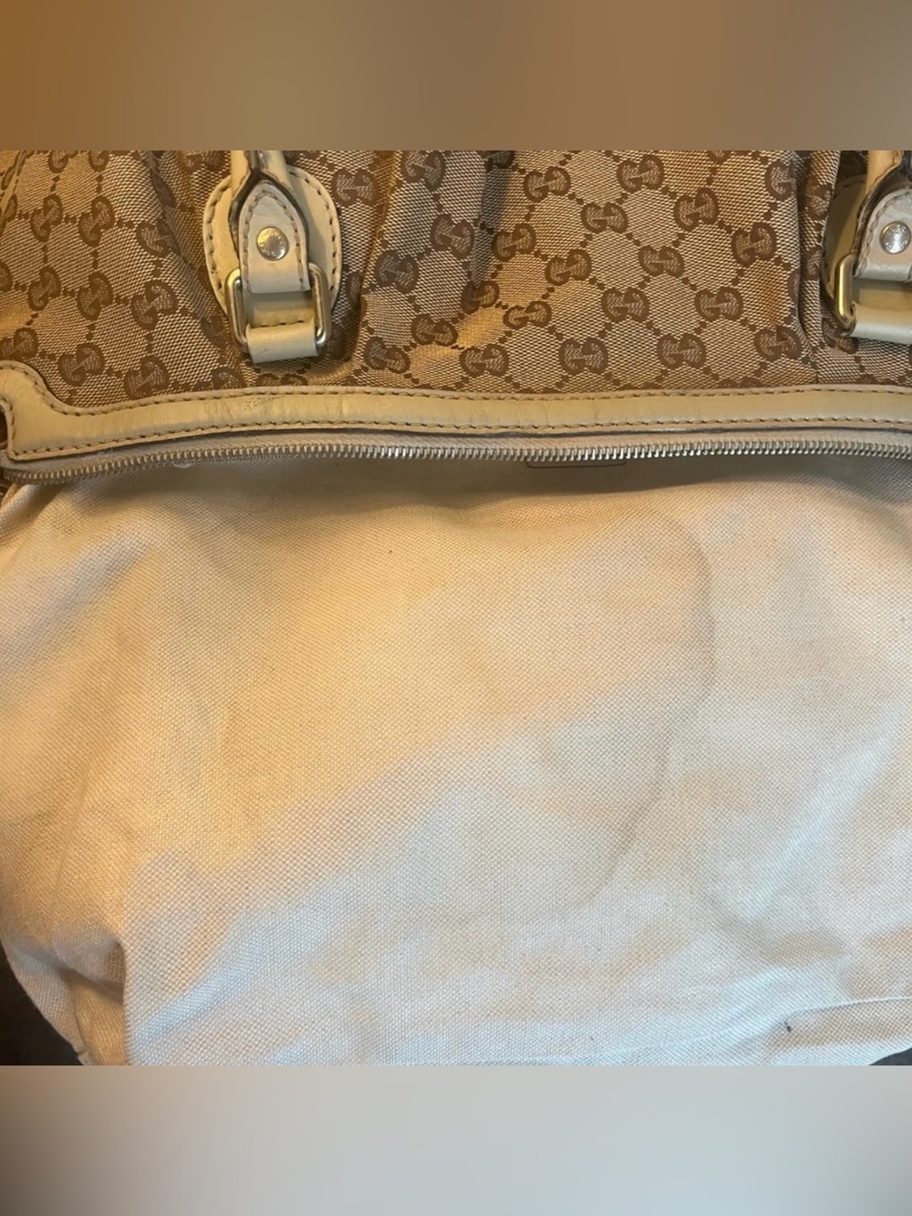GUCCI INCLUDES BOX Slouchy Jacquard GG Canvas & Leather Handbag Hangtag Charm - Picture 8 of 12